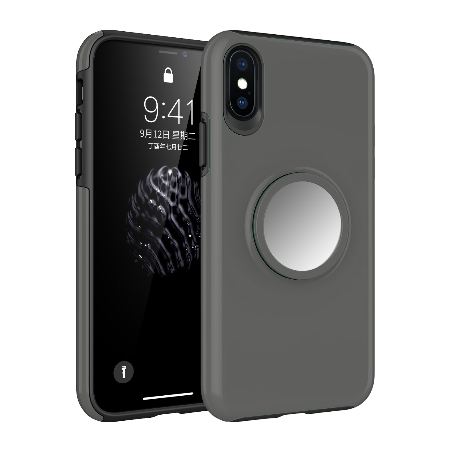 iPHONE Xs Max Glossy Pop Up Hybrid Case with Metal Plate (Gray)